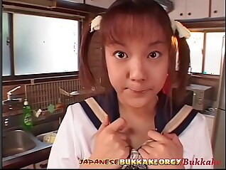 Little Japanese Schoolgirl Cum Covered - Japanese Bukkake Orgy